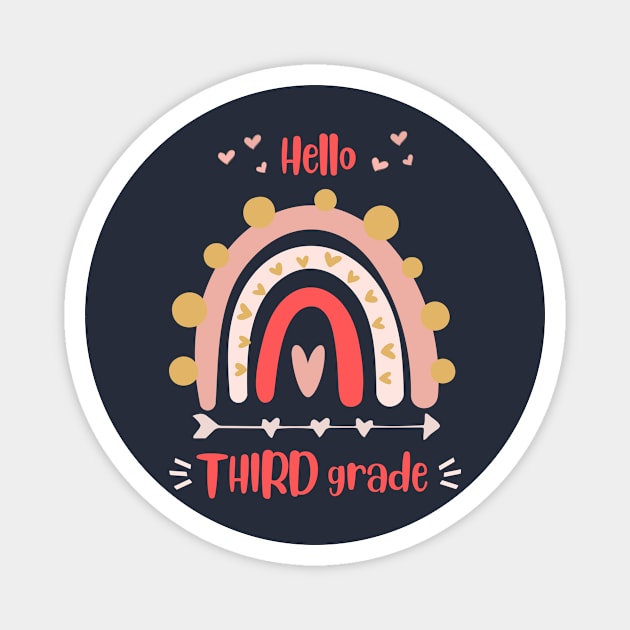 hello Third Grade Teacher Team rainbow Magnet by GROOVYUnit